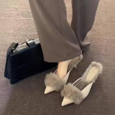 Мода 2024 года, новые женские туфли с острым носком на высоком каблуке, модные дизайнерские элегантные шлепанцы с открытой пяткой, женские туфли на высоком каблуке