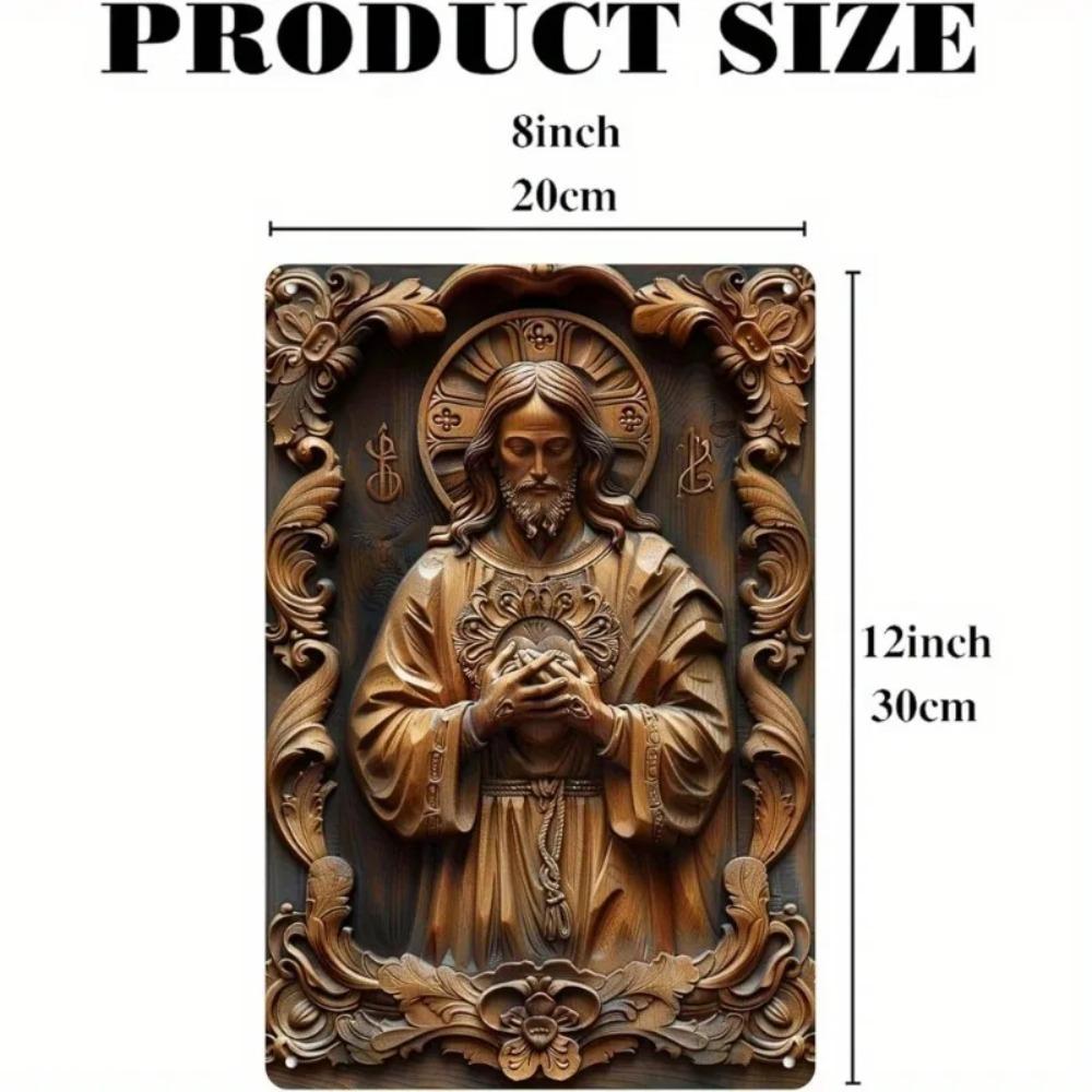 HDWoodImitate 1 шт. 2D Плоская Алюминиевая Табличка - HD Печать Статуя Святого, Имитация Резьбы по Дереву Декор для Гостиной/Клуба