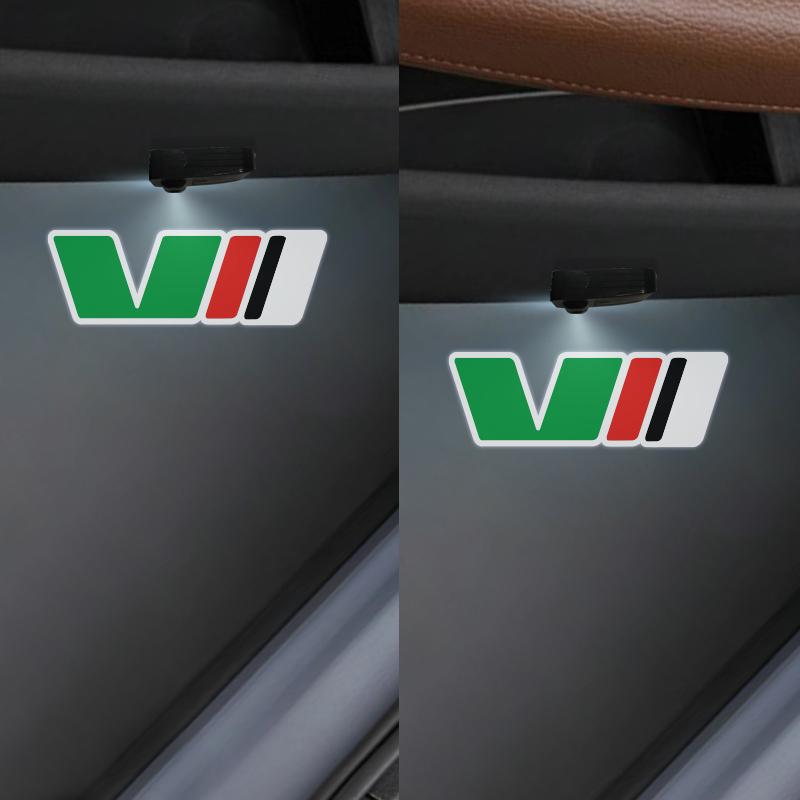 QPZF2 1/2Pcs Monte Carlo VRS Logo Car Door HD LED Lamps Projector Courtesy Welcome Lights For Skoda Scala Yeti Octavia Rapid Kodiaq
