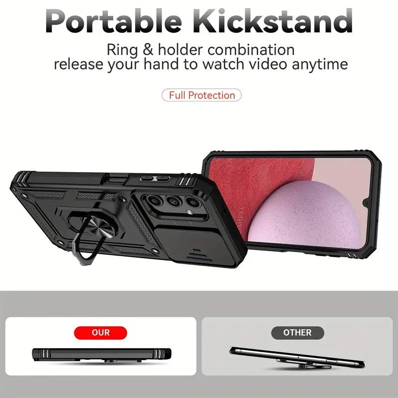 Защитный чехол 3 в 1 для телефона Samsung Galaxy A14 A13 A34 A54 A25 A24 5G A04S Броня военного класса Противоударный чехол для телефона с кольцом Магнитная подставка