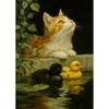Игривая Кошка Цветочное Масло Постеры Бабочка Утята Колокольчик Современные Принты Картина на Холсте Настенное Искусство Картинки Декор Дома Гостиной
