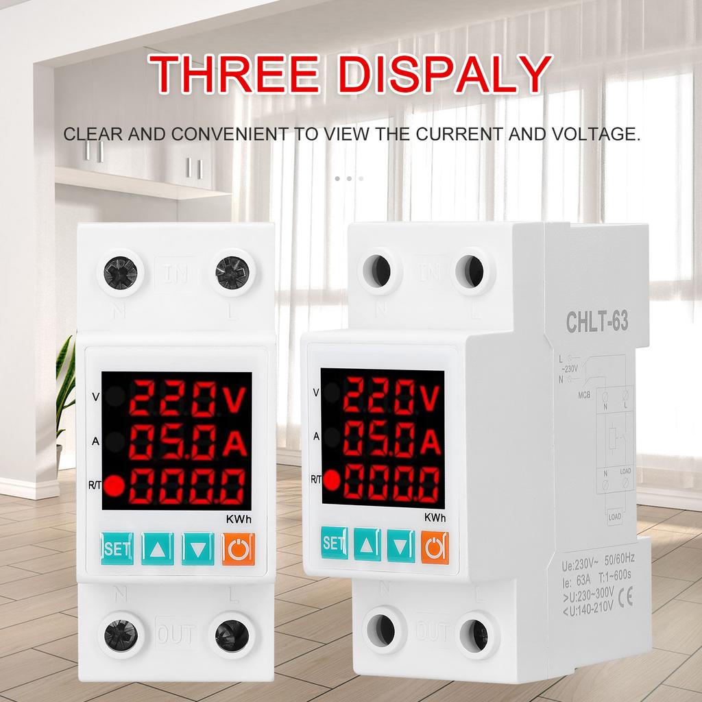 Three Display Adjustable Voltage Protector Intelligent Over-voltage Under-voltage Over-current