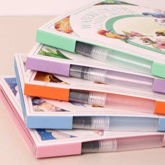 Портативный альбом для гуаши, трехстворчатый дизайн, набор акварельных листов с 12 ячейками для красок, эргономичная кисть, арт-набор для снятия стресса