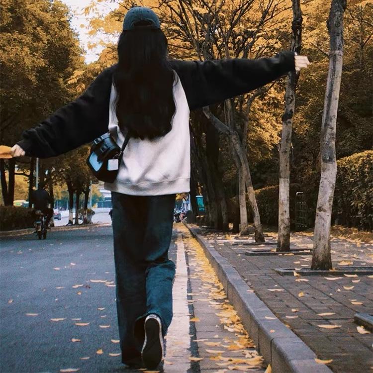 Women's Retro Oversized Raglan Hoodie - Long Sleeve, Letter Design, Round Neck, Autumn/Winter Outerwear