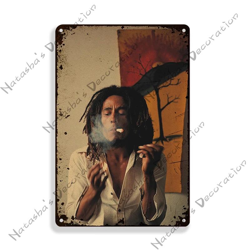 Rusty Bob Marley Metal Poster Sign Reggae Singer Metal Tin Sign Vintage Poster Bar Club Pub Wall Decoration Retro Rock Poster