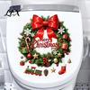 Decorative Stickers for Tiles Christmas Wreath Toilet Decal, Merry Bow Seat Sticker, Festive Decoration Waterproof Lid Tank Decals, Self-Adhesive