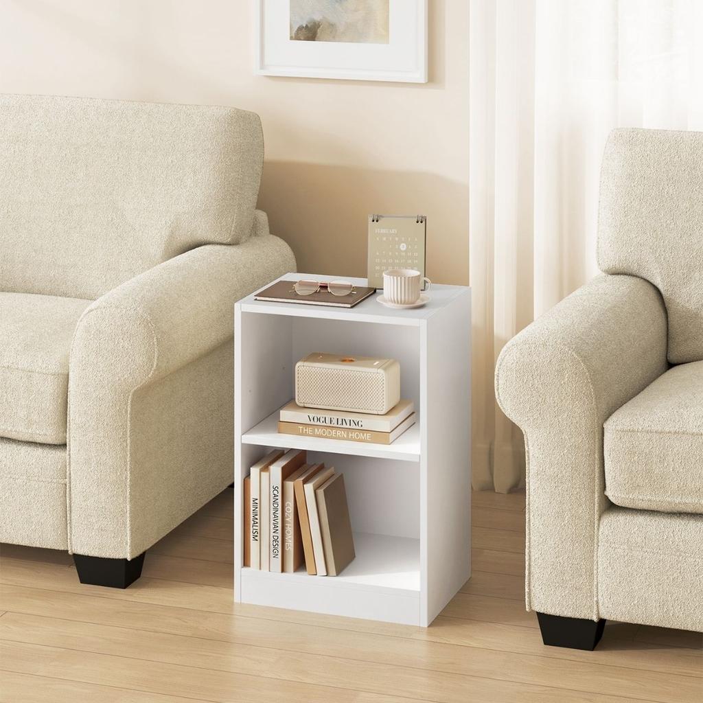 White Nightstand with Open Shelves