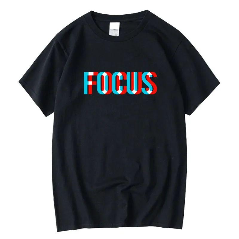 Y2k Funny Focus Print Round Neck Short Sleeved Casual Sports Oversized Tshirt Cotton Loose Tees Spring Summer Streetwear Unisex