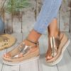 Spring and Summer Footwear Plus Size Fishmouth Wedge Sandals with High Heels with Sandals.