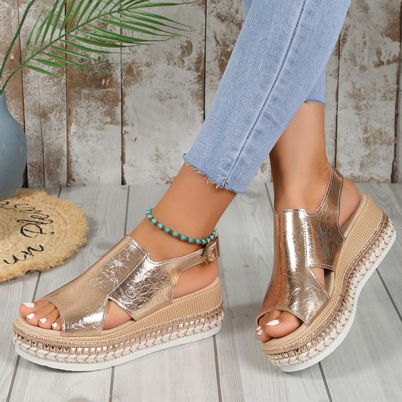 Spring and Summer Footwear Plus Size Fishmouth Wedge Sandals with High Heels with Sandals.