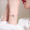 New Creative Pink Crystal Feather 925 Sterling Silver Jewelry Temperament Leaf Natural Strawberry Bracelets Sl050