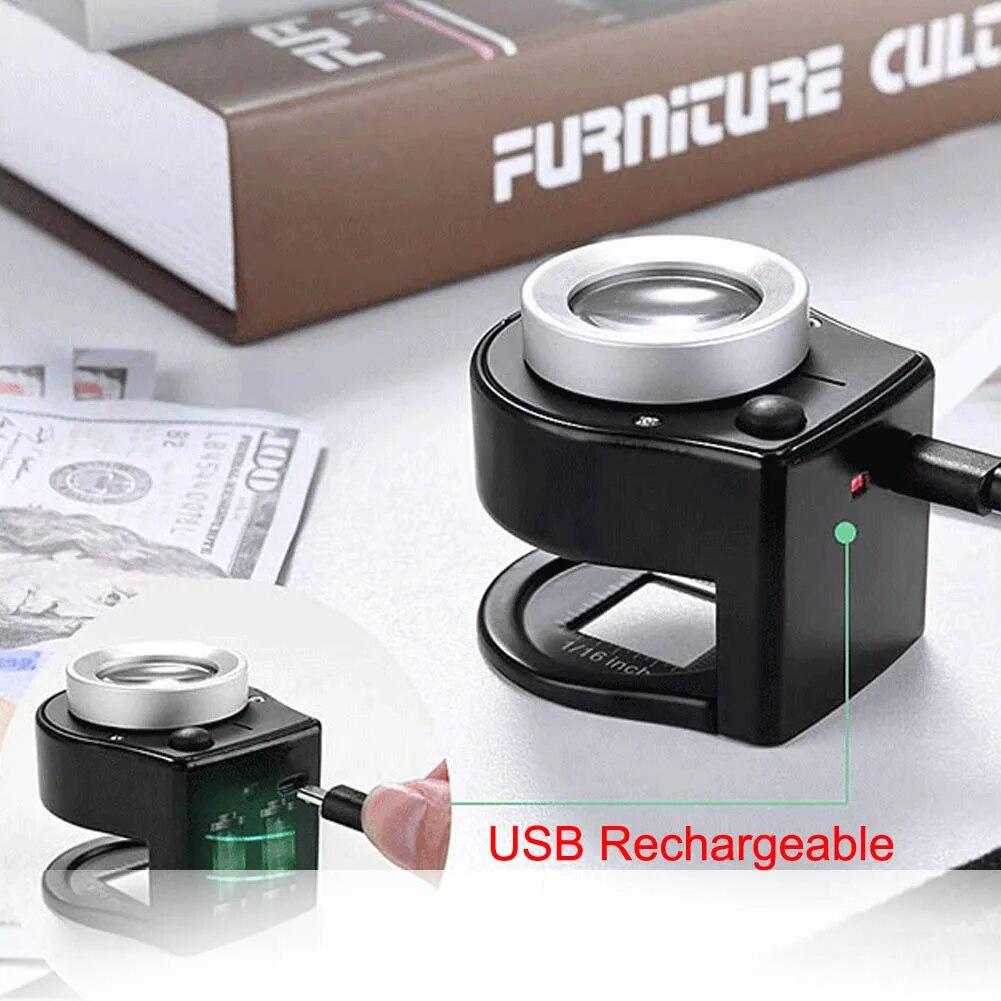 60x двухслойная оптическая увеличительное стекло 395 нм УФ-свет ручная лупа для чтения лупа для денежных марок проверка ювелирных изделий