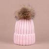 Autumn and Winter Real Fur Fur Ball Knitted Cap Raccoon Fur Ball Ball Wool Cap Thickened with Warmth