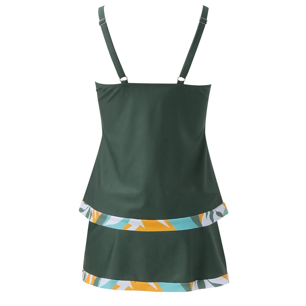 Женский купальник с принтом и разделенным плоским углом, большой купальник, купальный костюм