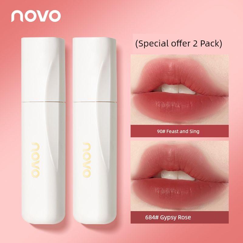Novo Mist Lip Lacquer Low Saturation Plain Makeup Nude Lipstick Female Lip Gloss Non-Fading No Stain on Cup Student Cheap