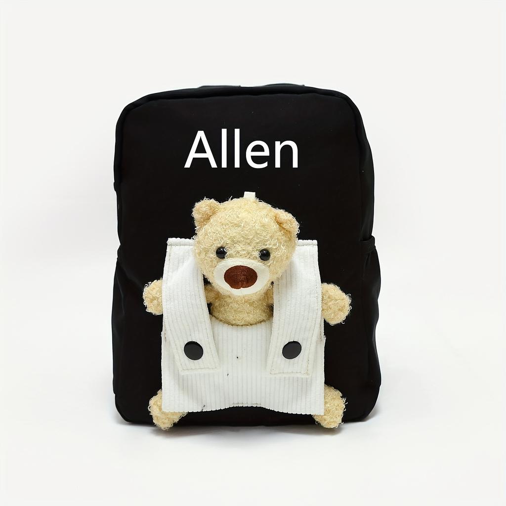 Custom Cute Teddy Bear Embroidered Name Backpack - Soft Durable Toddler Daily Campus Playtime Backpack Perfect Gifts for School