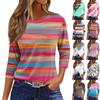 Women's Fashion Casual Round Neck 3/4 Sleeve Loose Printed T-Shirt Ladies Top