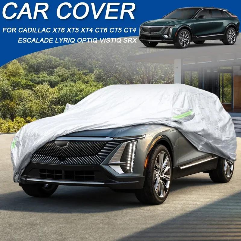 Car 210T Polyester Cover For CADILLAC CT4 CT5 CT6 ESCALADE LYRIQ OPTIQ SRX VISTIQ XT4 XT5 XT6 Waterproof Anti-Dust Accessory