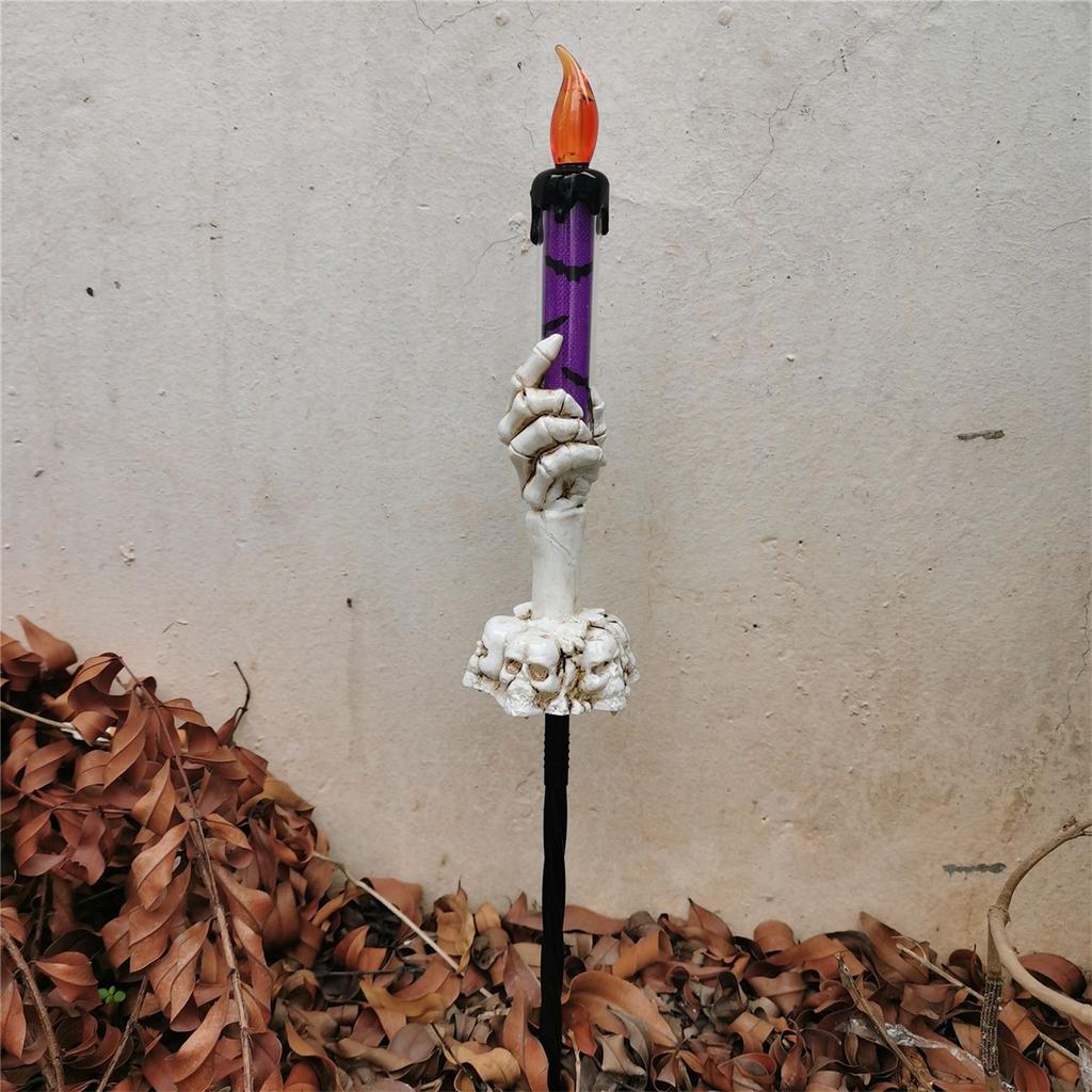 2023 New Ghost Hands Candle Light Halloween Decoration Skeleton Head Beacon Indoor and Outdoor Garden Atmosphere Decoration