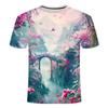 2024 Summer New Men's and Women's 3D Printed Round Neck T-shirt Popular, Stunning Scenery Series