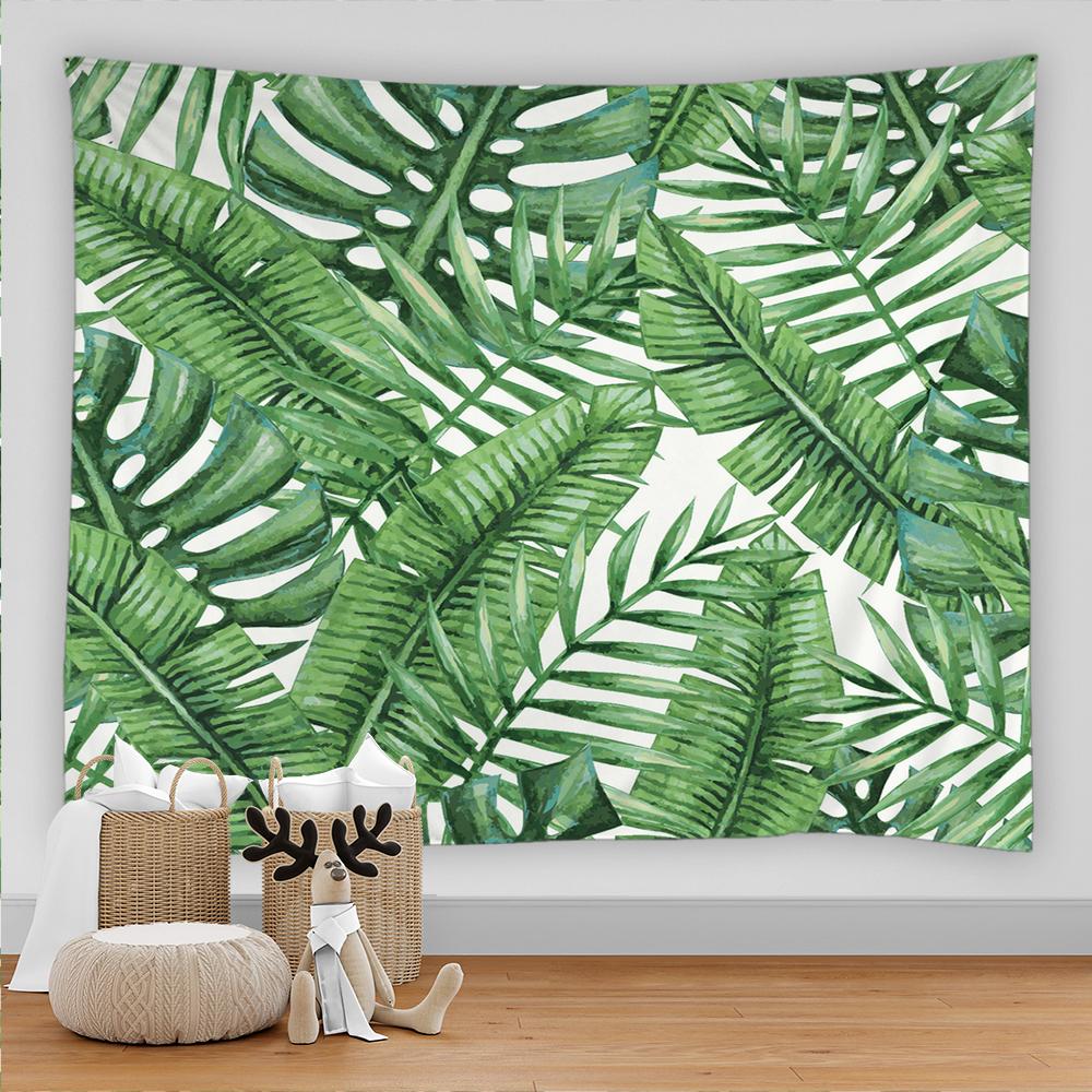 Тропическое растение, зеленый лист, гобелен, садовый фон, богемный большой тканевый настенный декор для дома, гостиной, комнаты