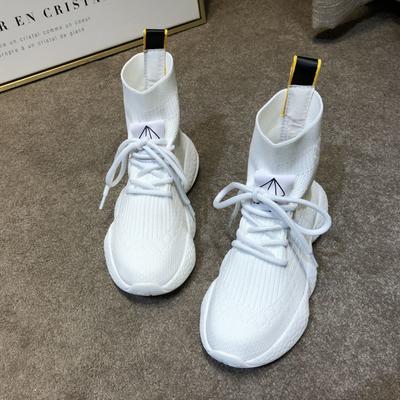 Европейская станция 2025 осенние высокие женские ботинки muffin на толстой подошве эластичные ботинки Martin повседневные спортивные носки обувь короткие ботинки прилив