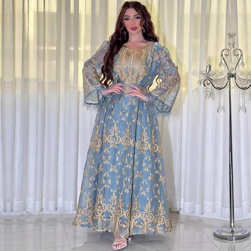 Арабский вышитый стикер платье мусульманский банкетный халат