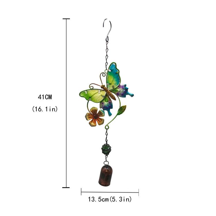 Metal Wind Chime Iron Art Wind Chime Ornament Decorative Color Painted Butterflies Windchime Vintage Anti-rust Hanging Windchime