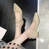 Low Heel Elegant Evening Women's Shoes Pointed Toe Pink Ladies Footwear Square Heels A Slip On Shoe Non Youthful Emo Offer Chic