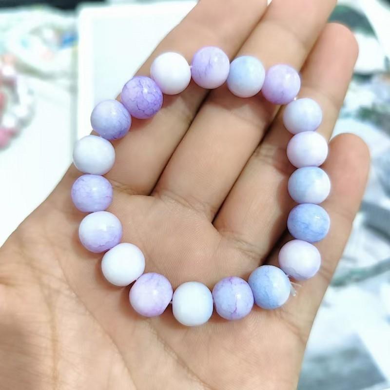 10mm Jade Crack Porcelain Bead Bracelet Single Round Gradient Wristband Students