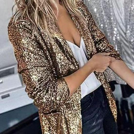 European and American Women's Sequined Long-Sleeve Autumn/Winter Blazer, 2025 Collection