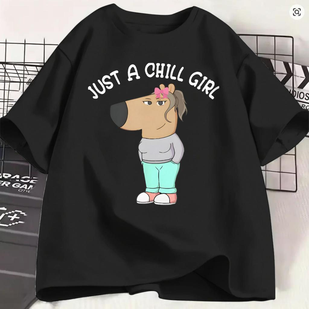 Chill Guys TShirts For Unisex Novelty Cotton Tees Crew Neck Short Sleeve T Shirts Graphic Clothing