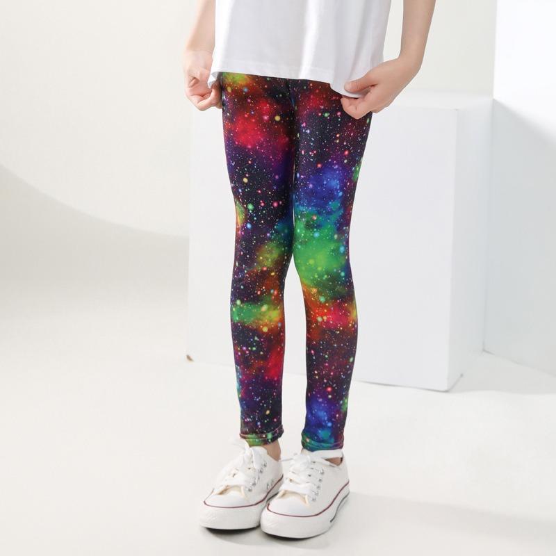 Детская одежда, детские нижние брюки, весенне-осенние облегающие брюки с принтом для девочек, летние брюки