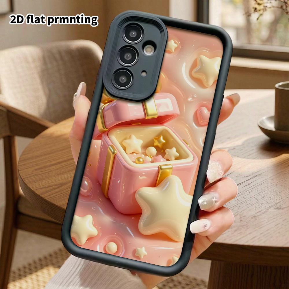 Phone case: 2D flat design suitable for Samsung Galaxy A34 A35 M05 M06 S20 S22 S21 FE Plus 5G protective case, square gift box, perfect Christmas and