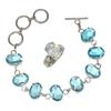 Swiss Blue Quartz Gemstone Women's Unisex Jewelry Bracelets & Rings 7-8''