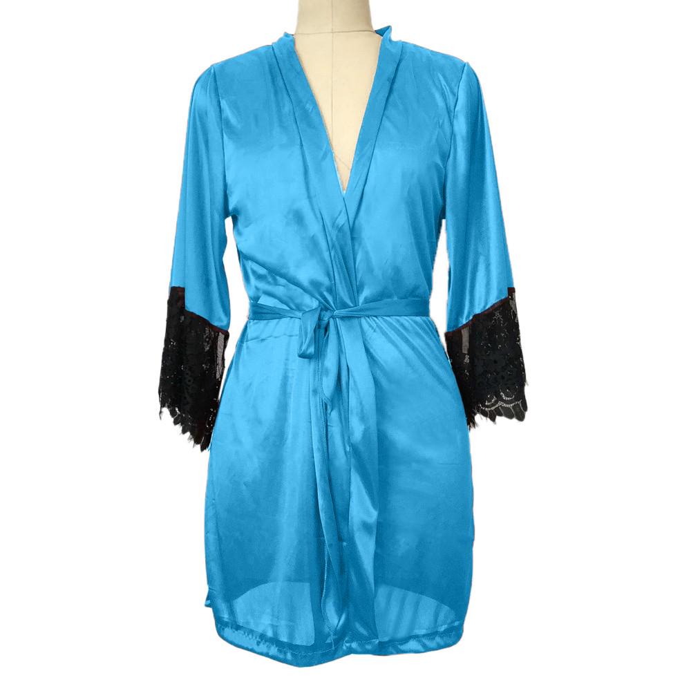 Женское сексуальное кружевное шелковое кимоно Babydoll, нижнее белье с поясом, банный халат, ночное белье