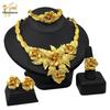 Dubai 24K Gold African Bridal Jewelry Set: Necklace, Bracelet, Earrings & Ring