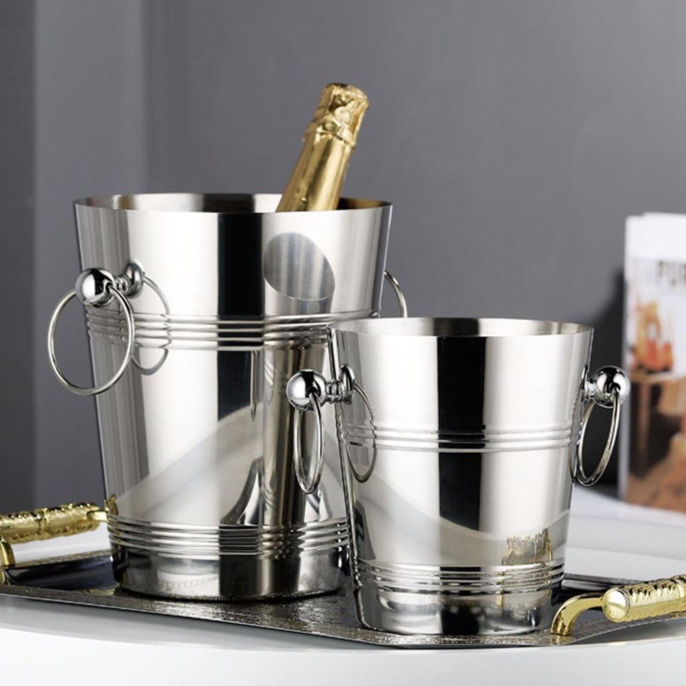 Stainless Steel Stainless Steel Ice Bucket Polished Finish Metal Beverage Bucket Bar