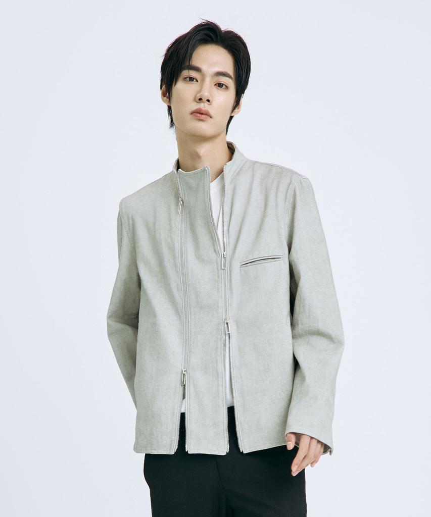 TEN PAST SEVEN Double Zipper Stand Neck Jacket (2 Colors)