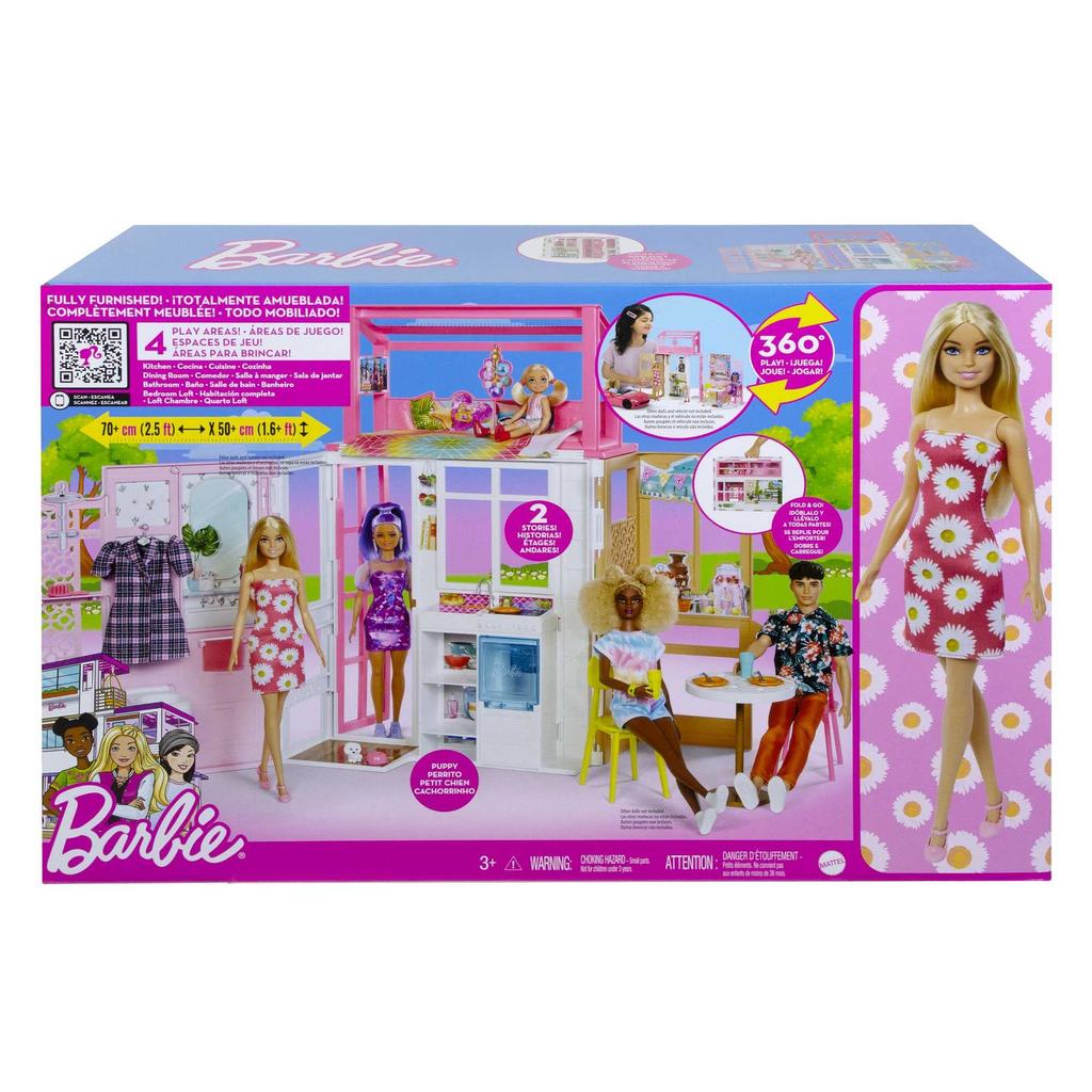 Barbie First Cute Pink House As Seen in the HCD48 Set 2-Story / "Barbie" Movie! [Doll Included] [Dress-Up Doll] [Ages 3+] [Gift]