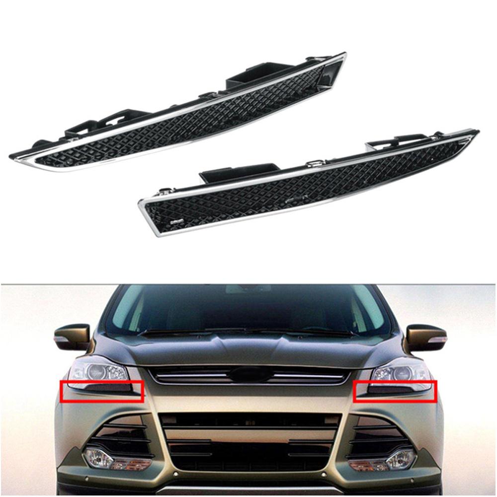 2Pcs Headlight Lower Trim Chrome Moulding Left & Right For Ford Escape 2013-2016