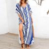 Bohemian Printed Bikini Cover-ups Elegant Self Belted Kimono Dress Tunic Women Plus Size Beach Wear Swim Suit
