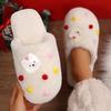 Fashion Cute Cartoon Pattern Soft Plush Slippers Women Indoor Non Slip Warm House Slippers Woman Black White Fuzzy Comfort Winter Shoes