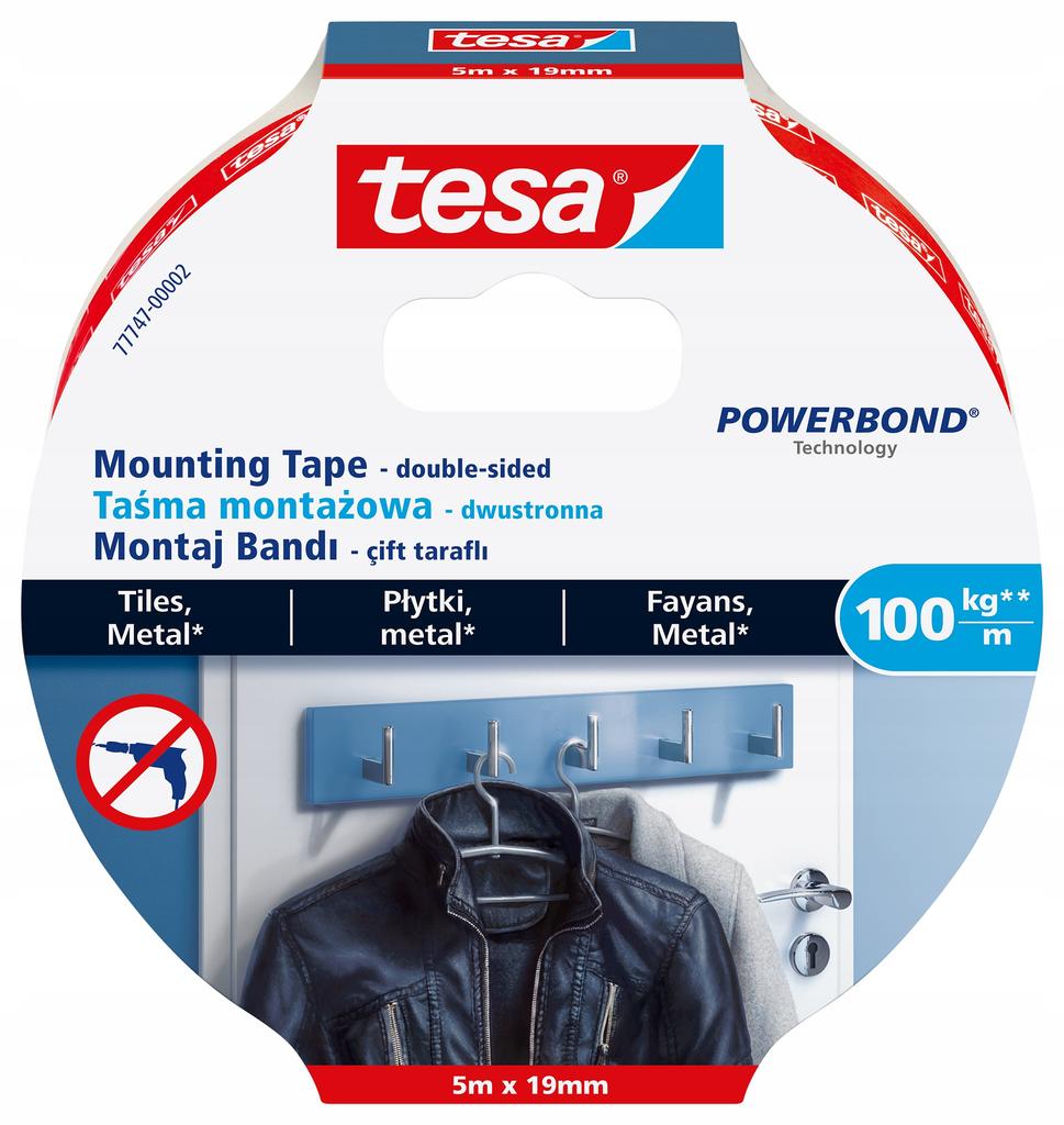 Tesa Double-Sided Waterproof Foam Mounting Tape for Tiles 5M x 19Mm