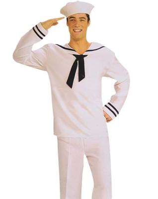 Костюм для косплея 'Deaizaka Sailor' Подходит для роста Включает Длинный Длинный и Один Размер Подходит Всем Мужчинам, Белый, 165-185 см, Рукава, Брюки, Шляпа, 3-Piece