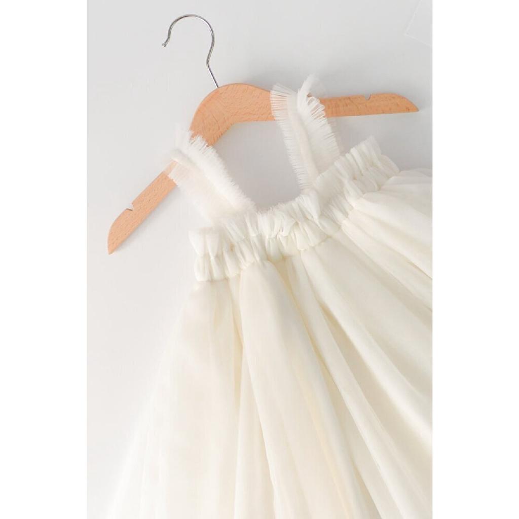Baby Boy Boy Satin Lined Three Lels Plutized Tulle Adjustable Strap Dress (ecru)
