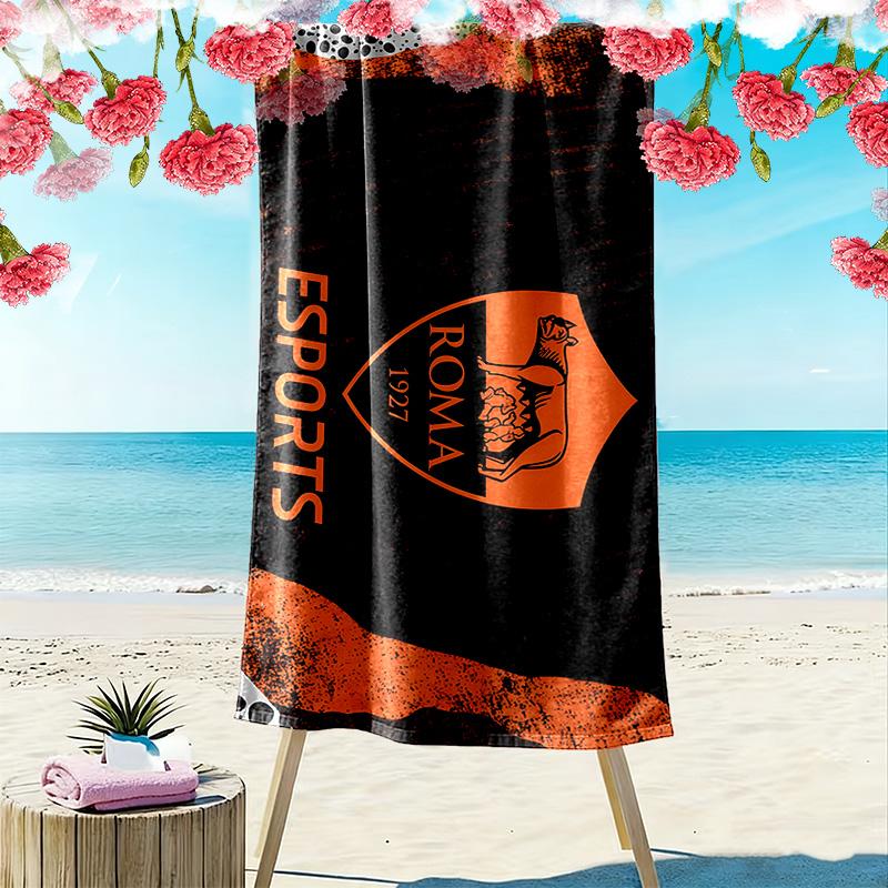 Associazione Sportiva Roma2 Print Beach Towel, Large Soft Quick Dry Towel for Beach Camping Swimming