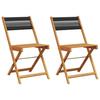VidaXL Lot de 2 Chaises de Bistrot, Sièges avec Dossier, Chaises de Bar, Meubles de Jardin Terrasse Patio, Noir Bois 367678