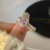 Trend Pink Love Heart Rings for Women Zircon Open Ring Irregular Rings Jewelry