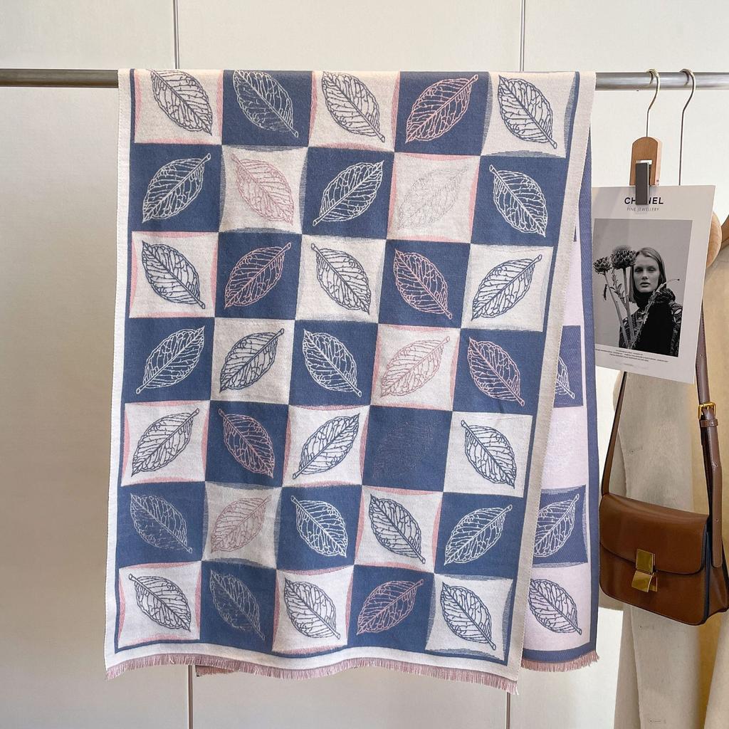 Classic Black And White Plaid Korean Version Imitation Cashmere Scarf, Thickened Warm Scarf, Women'S Double-Sided Dual-Purpose Large Shawl